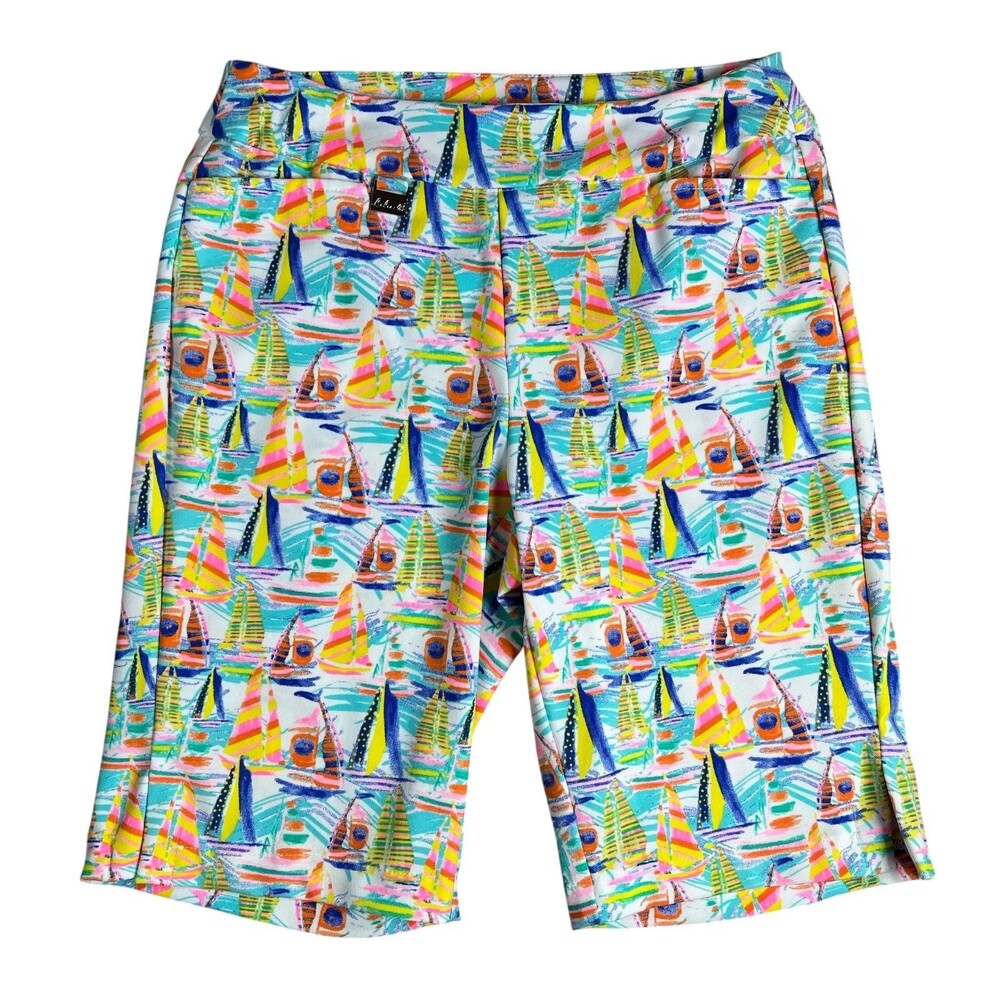 Lulu-B Women's Colorful Pull-on Bermuda Shorts Size 6 Activewear Stretchy